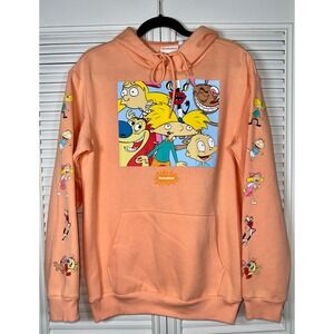Nickelodeon Hoodie 90s Classic Cartoons Hey Arnold Rugrats Red & Stimpy Size M